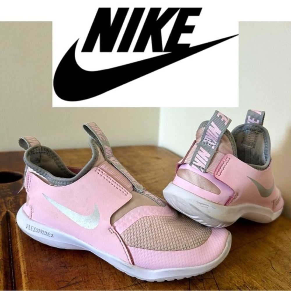 Nike flex runner shoes, girls 12.5C, pink & white, see pix for blemishes